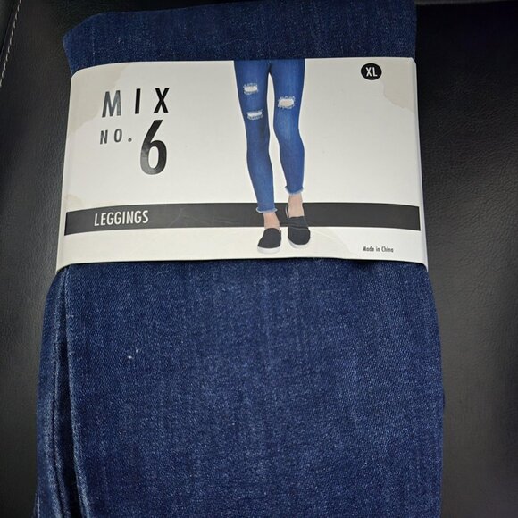 NWT/NIP: MIX No 6 Blue Distressed Leggings - Picture 1 of 5